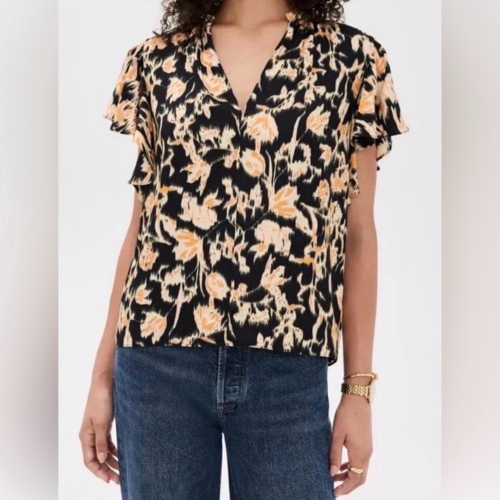 Ulla Johnson Lilo Flutter Sleeve Blouse